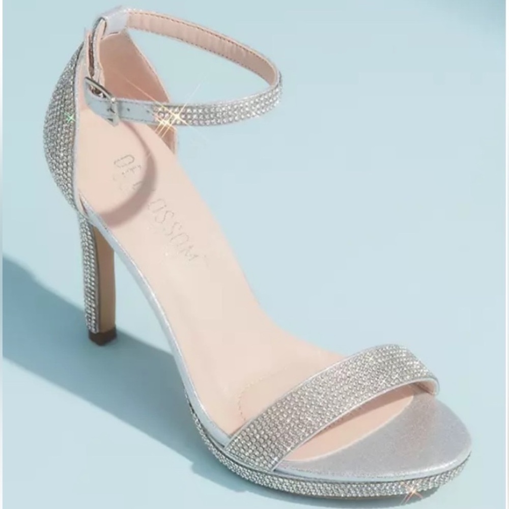 Elegant Silver Ankle Strap Heels